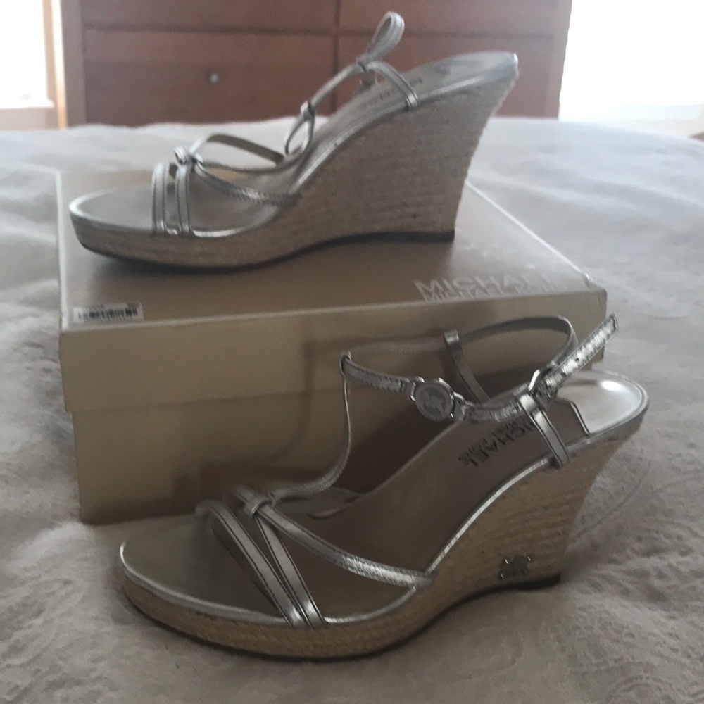 Michael Kors silver espadrille